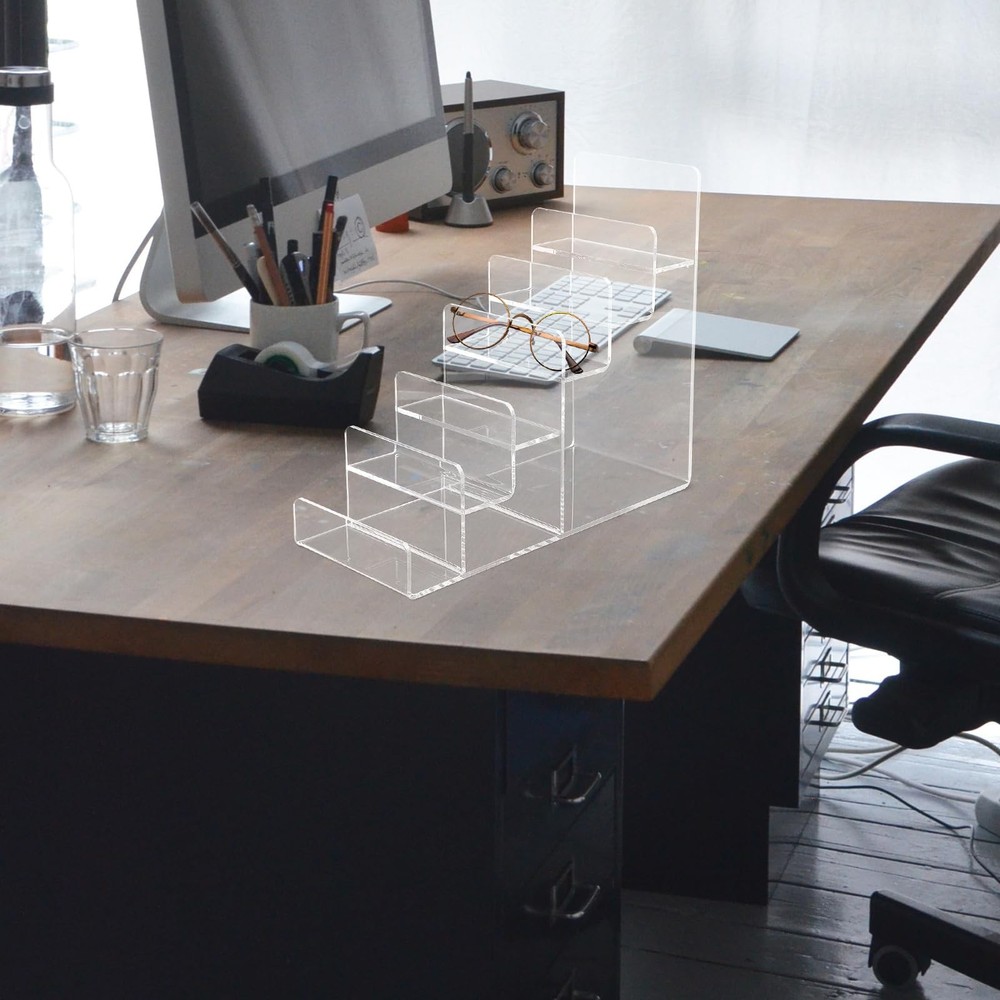 6 Tier Acrylic Trapezoidal Storage Rack Multi-Layer Clear Display Stand for W...