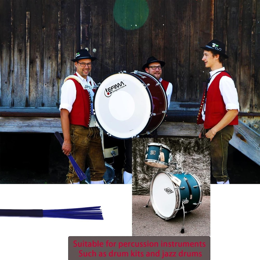 Drum Brushes Set 1 Pair Retractable Wire and 1 Nylon Brushes...