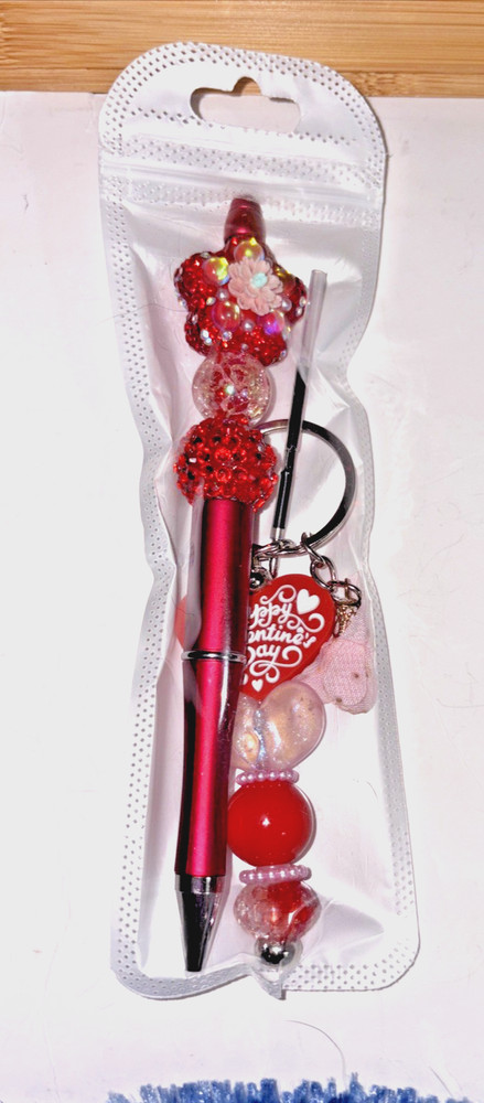 HAND MADE BEAD PEN & KEY CHAIN & Valentines