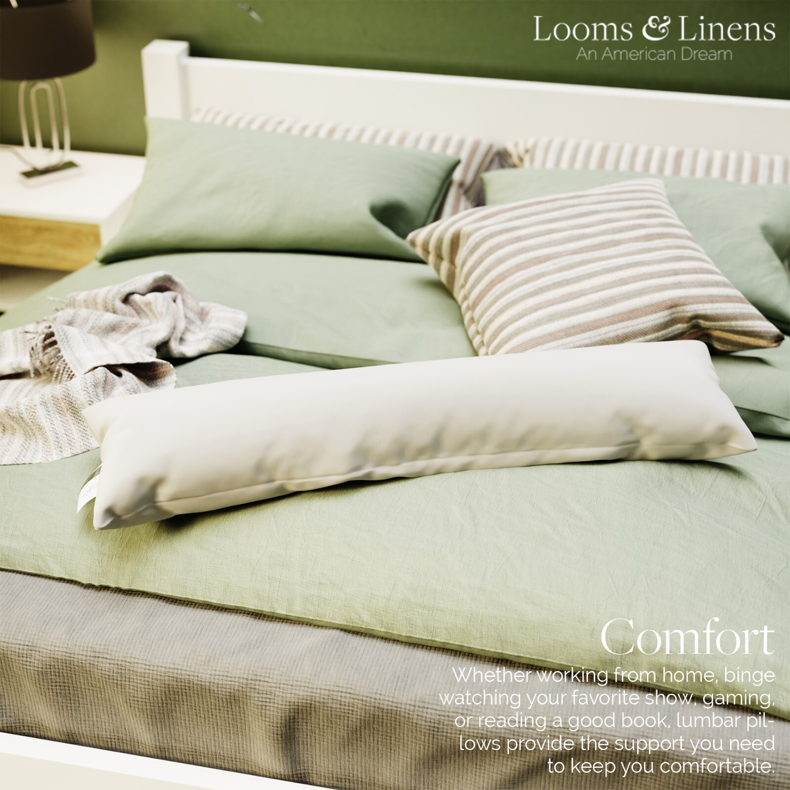 12 x 48" Lumbar Pillow Inserts Forms Down Alternative Boudoir Pillows USA Made