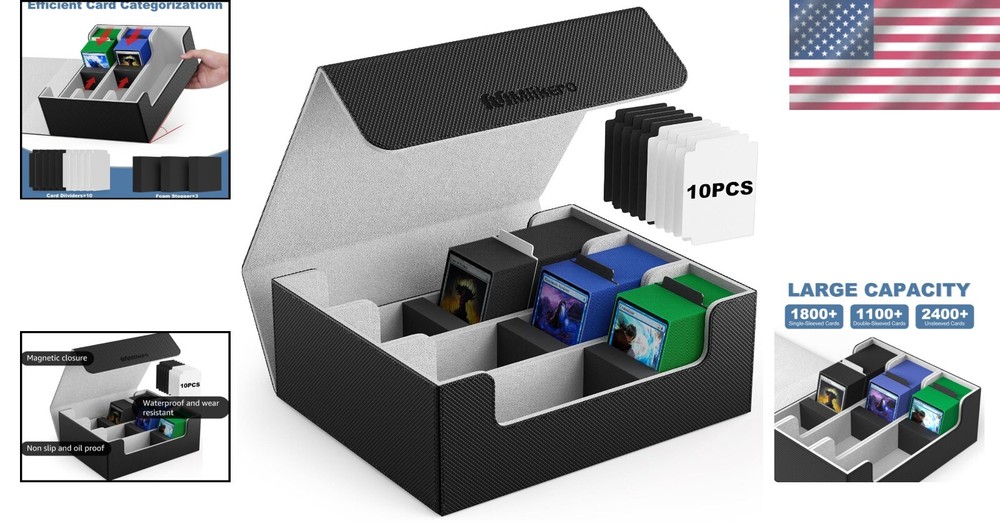 Waterproof Commander Storage Box for 1800+ Cards - Card Protector & Organizer