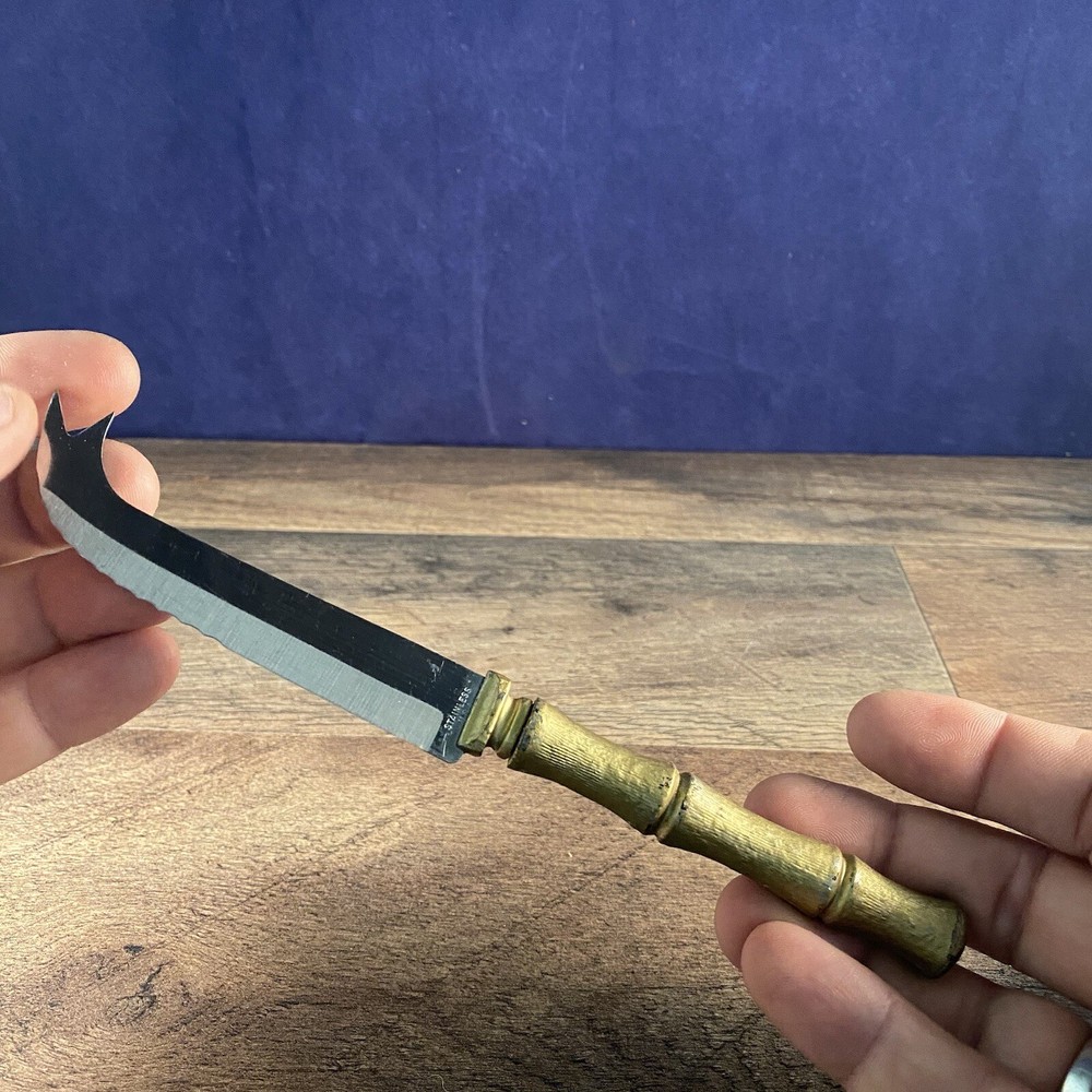 Bread Cocktail Knife Solid Brass Bamboo Shaped Handle