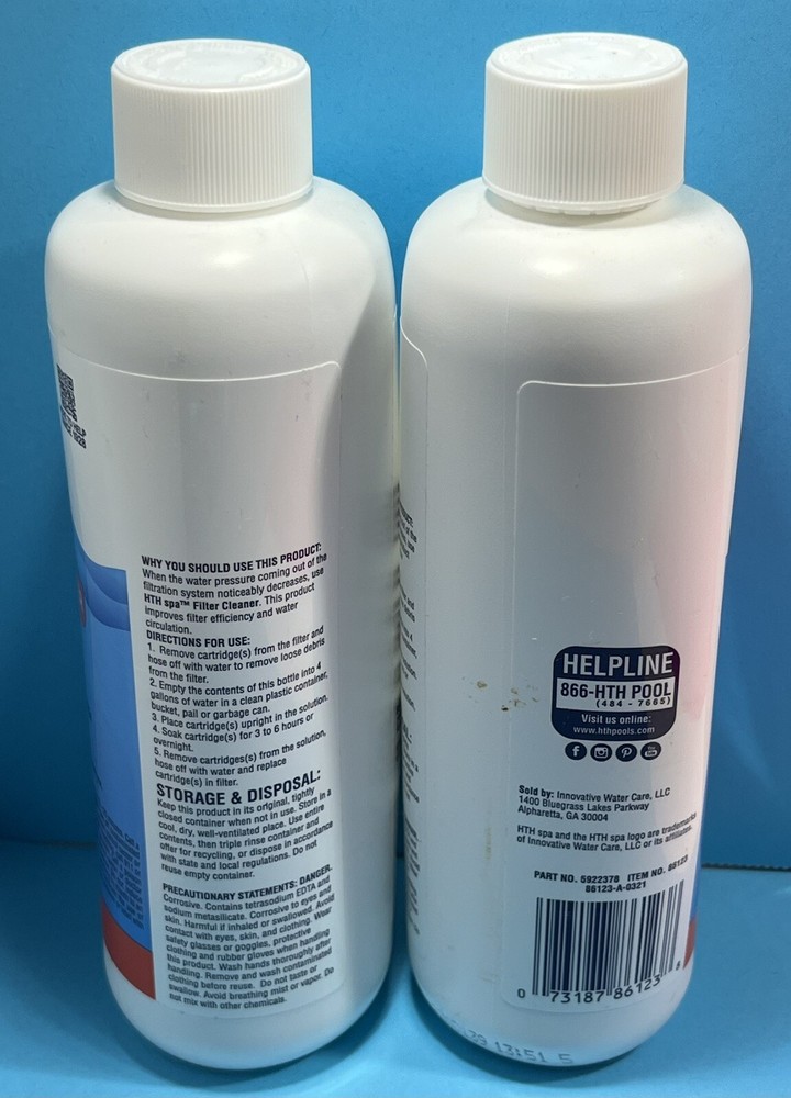 (2) HTH Spa Pool Filter Cleaner 16oz ~ New