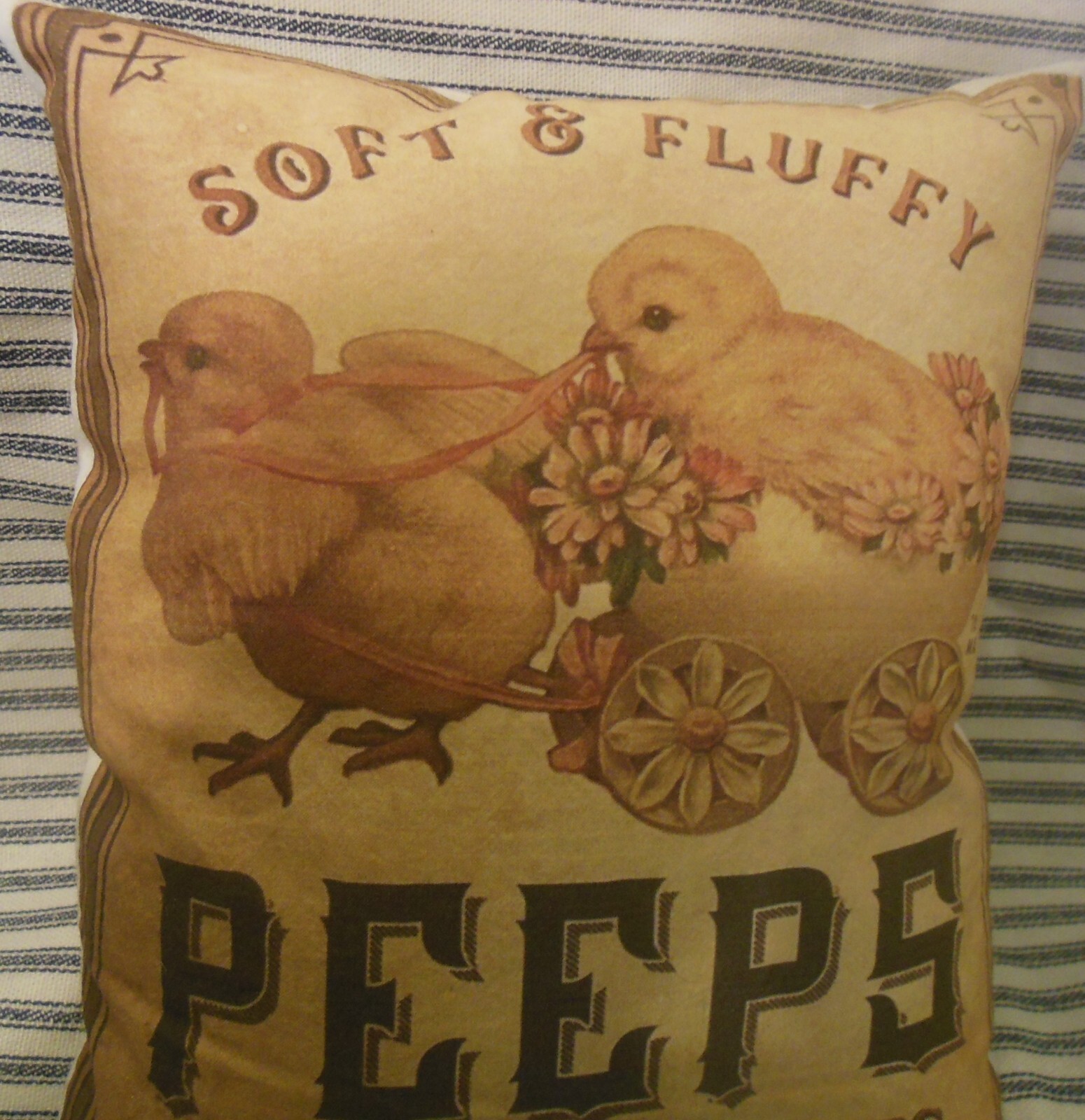 Primitive Peeps / LARGE Pillow Folk Art/Farmhouse/ Ornie/Tuck/Spring Easter