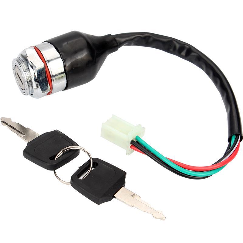 US 4 Wire 4 Pin Ignition Key Switch Starter+ 2 Keys On-Off key cylinder Switch