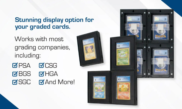 BCW (New) Black Interlocking Graded Card Frame - 4 Pack Wall Mount Display