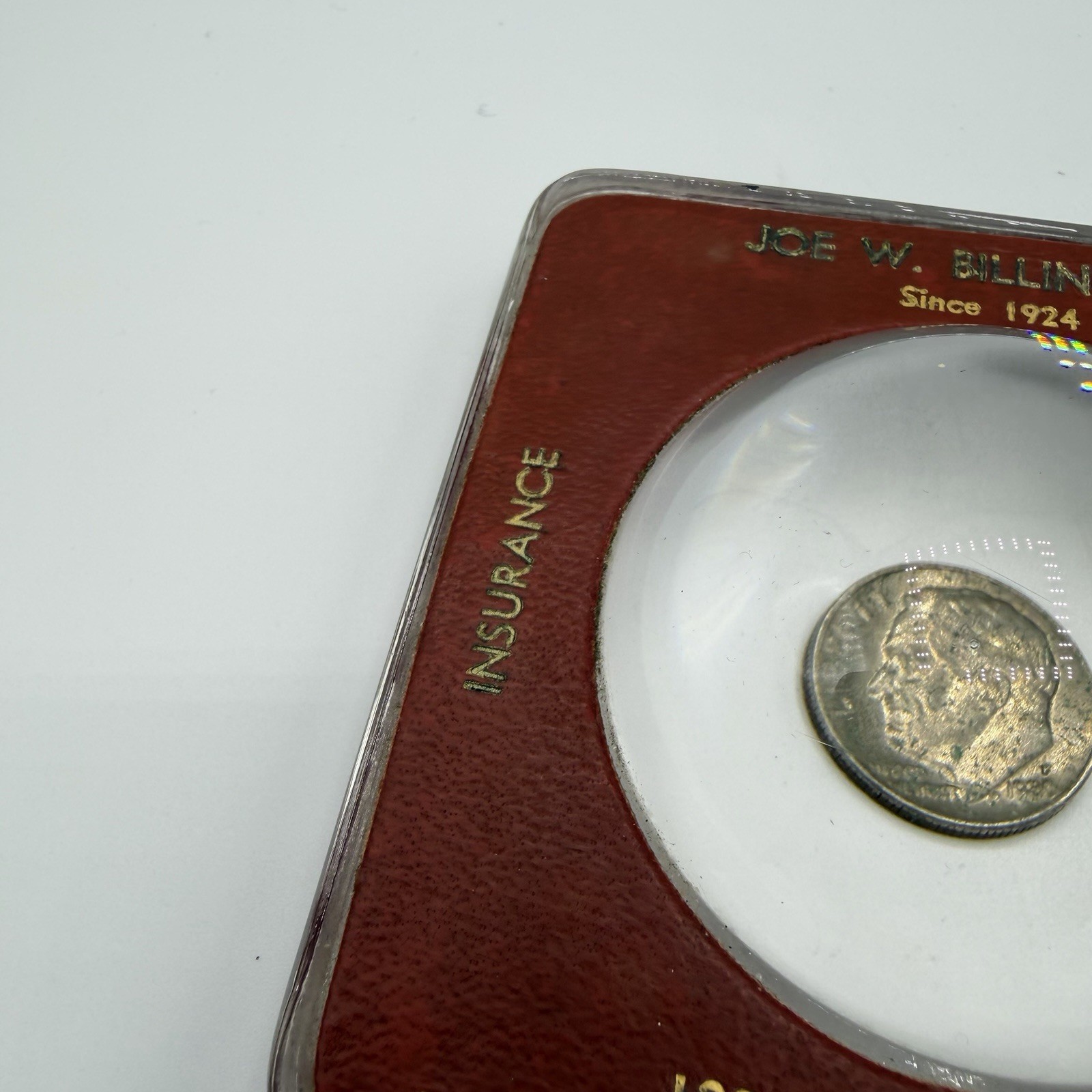 Vintage Glass Advertising Bubble Magnifier/Paperweight - Real Estate Insurance ￼