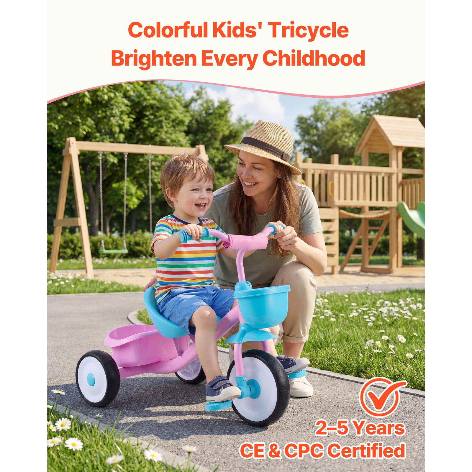 Uimoso Toddler Tricycle for Kids Ages 2-5 with Adjustable Seat