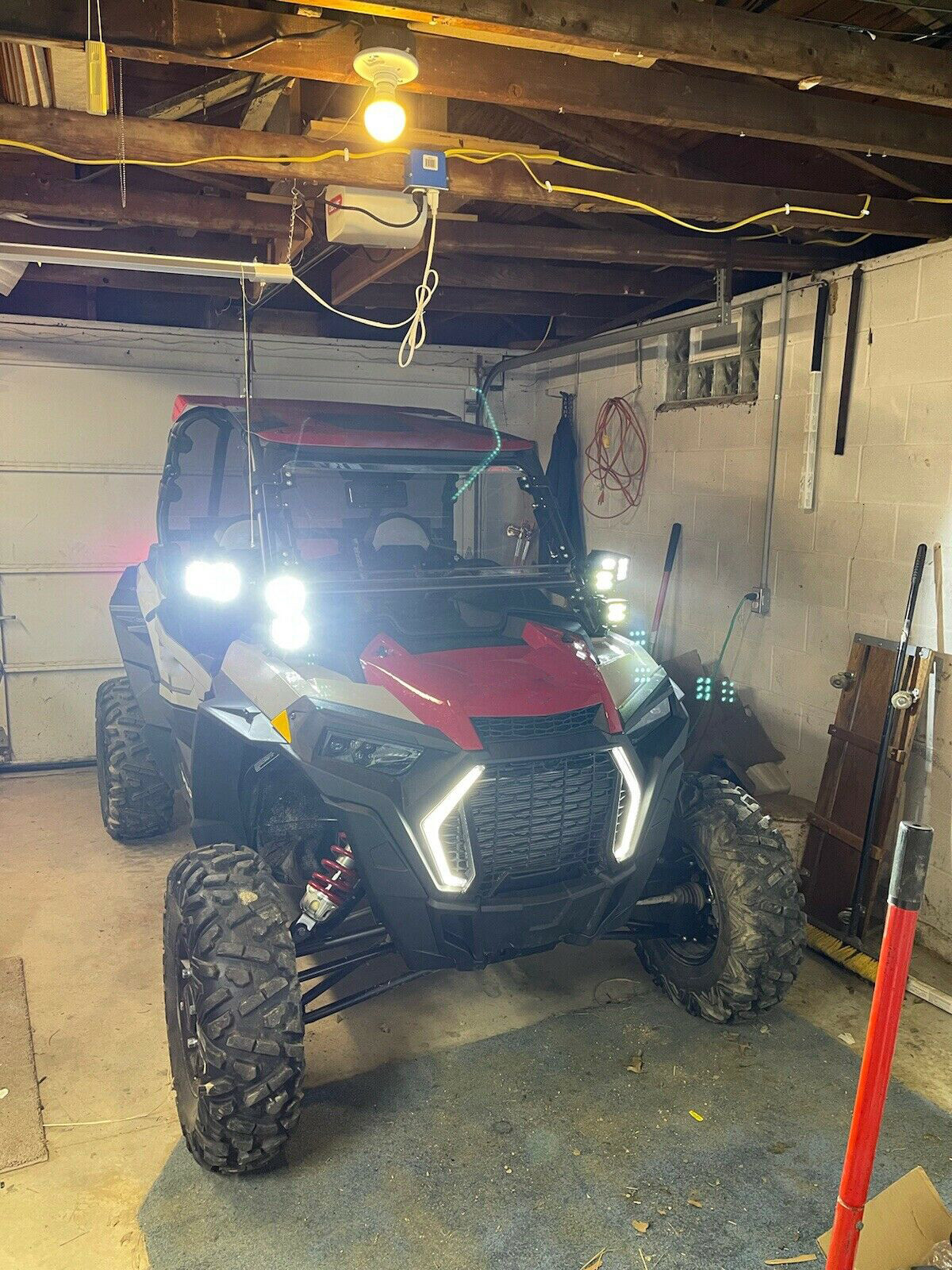 2PCS UTV Side Rear View Mirrors w/ Light for Polaris RZR 900 XP 1000 CAN-AM X3