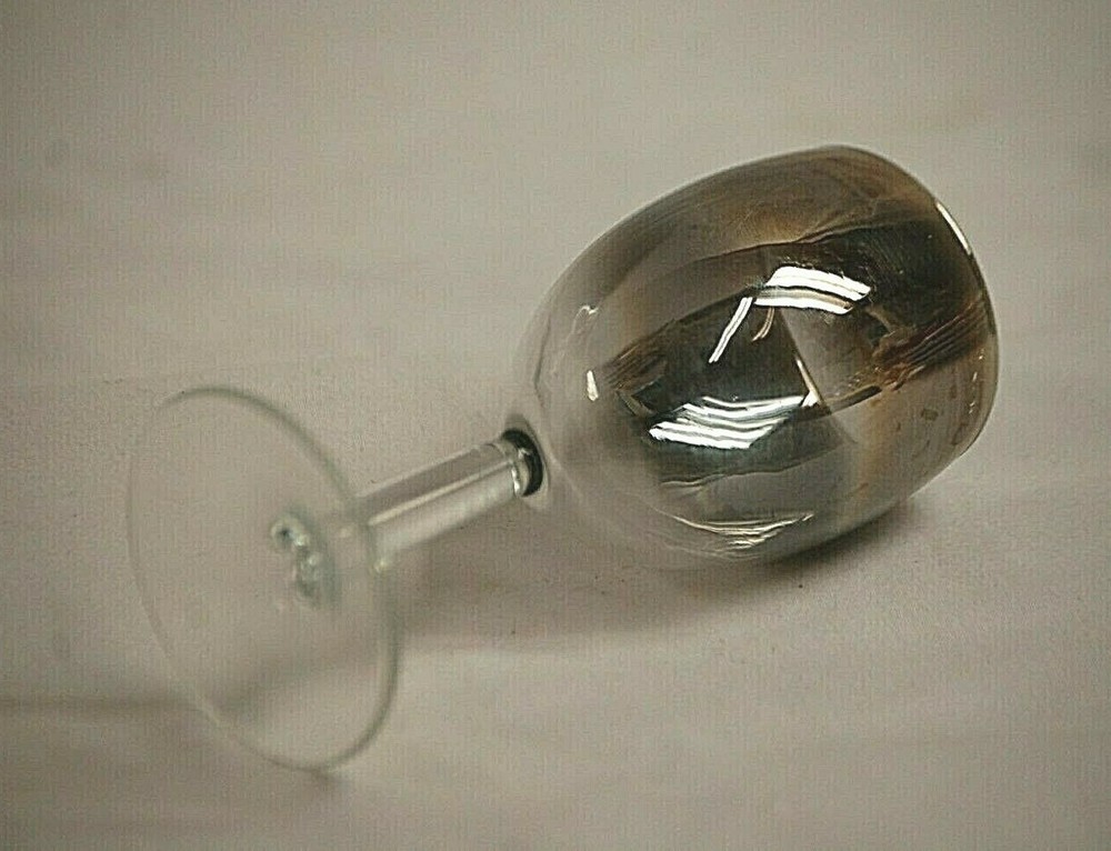 Silver Flash Wine Cordial Glass Barware Unknown Maker Vintage MCM