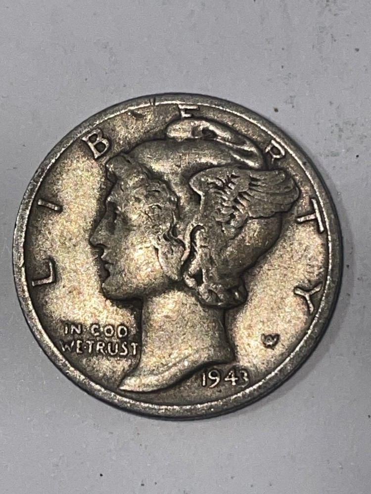 1943 D Mercury Dime multiple errors 3 on 1943 an in god we trust Error