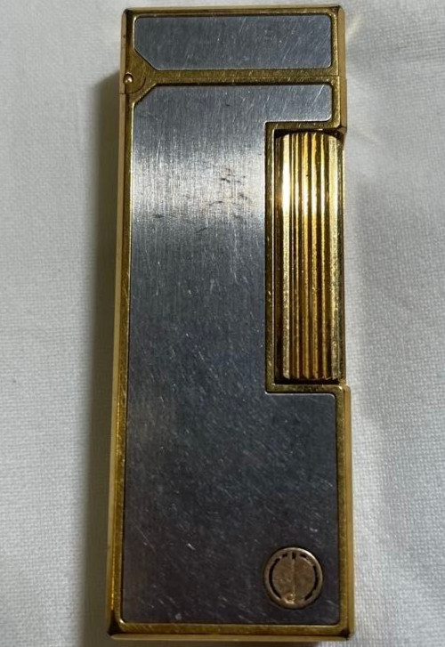 Working Dunhill Rollagas lighter silver gold without box