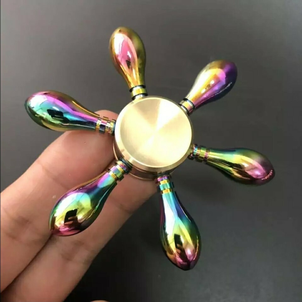 Rainbow Bowling Pins Solid Brass Fidget Spinner Toy Good Quality ADHD Focus EDC