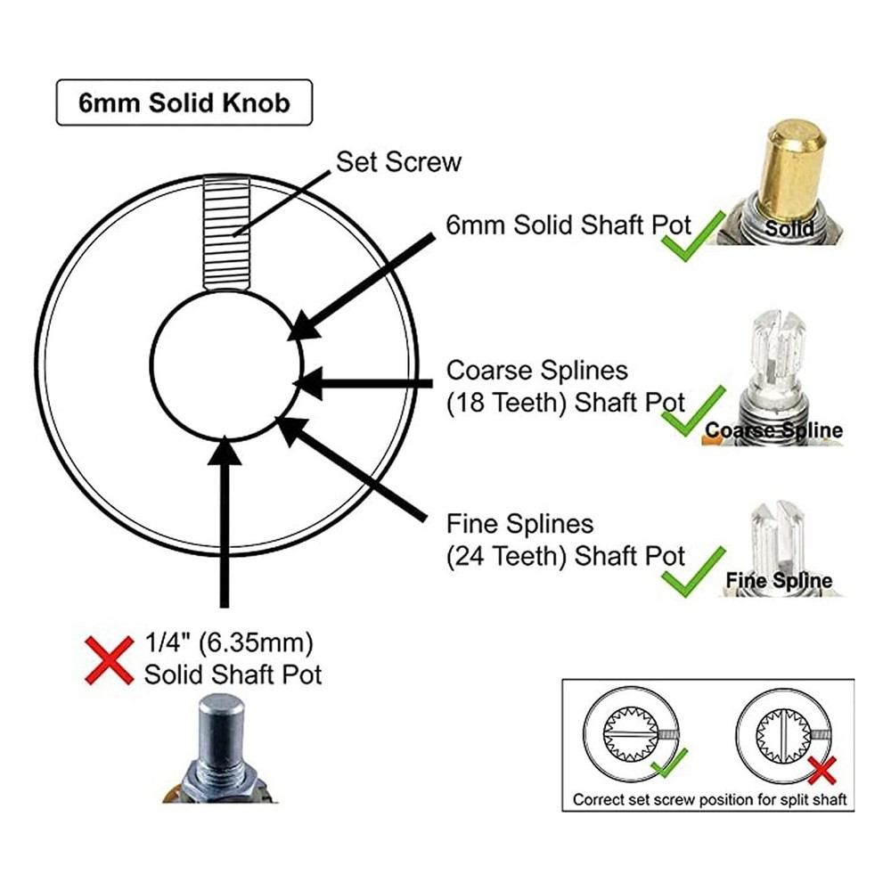 4Pcs Metal Guitar Knobs Bass Knobs 6mm Diameter Potentiometer Cap Red Copper