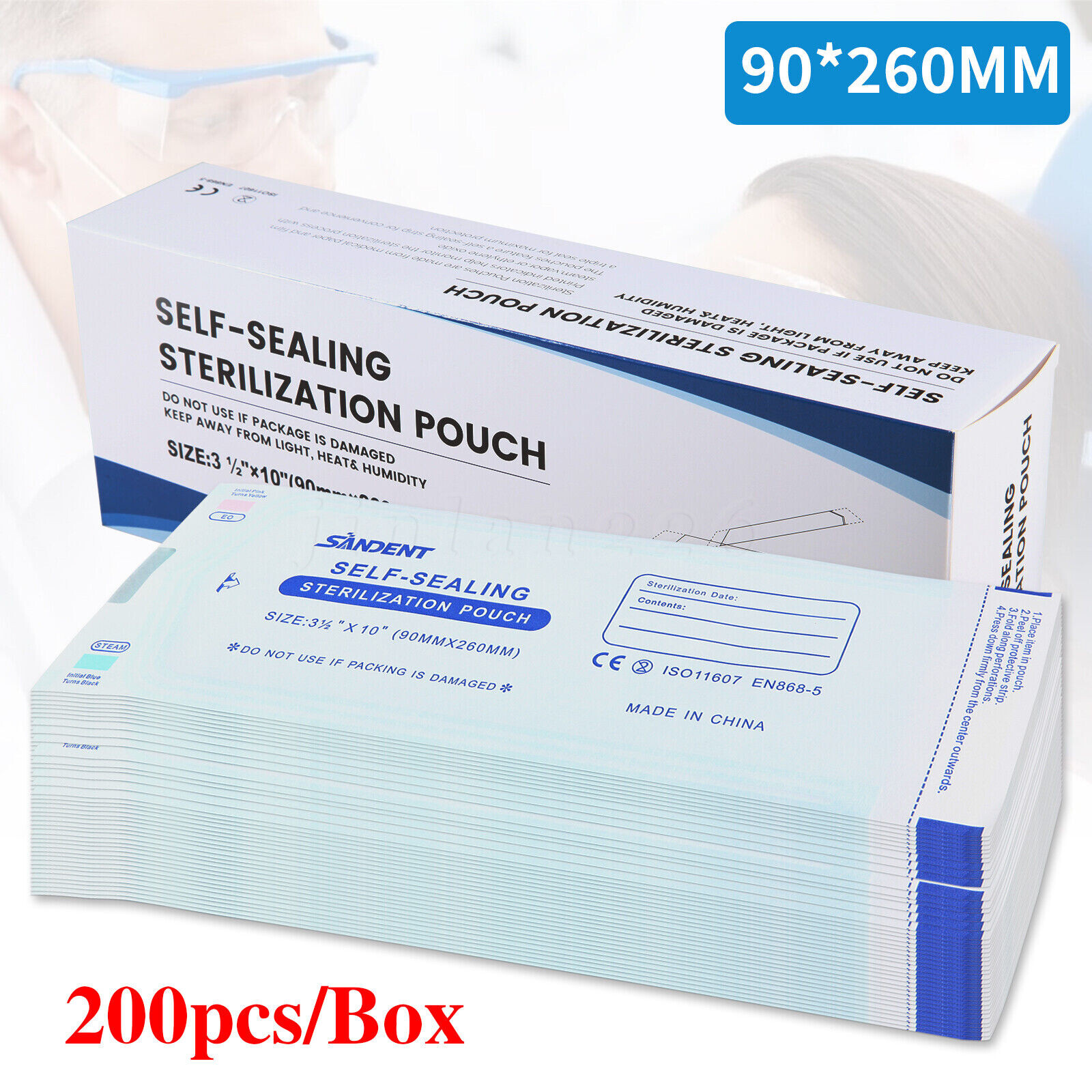 3.5" X 10" Self Sterilization Pouches Autoclave Pouch, Sterilizer Bags Dental US