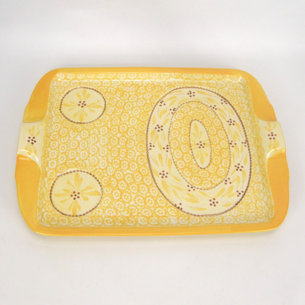 Temptations Yellow Florals Rectangular Serving Platter 15.5" x 11.75" NOB
