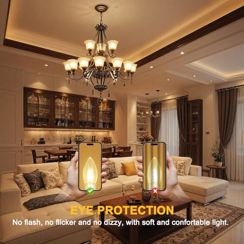 Incandescent Torpedo Tip Chandelier Bulbs - 25W Equivalent Dimmable Candle