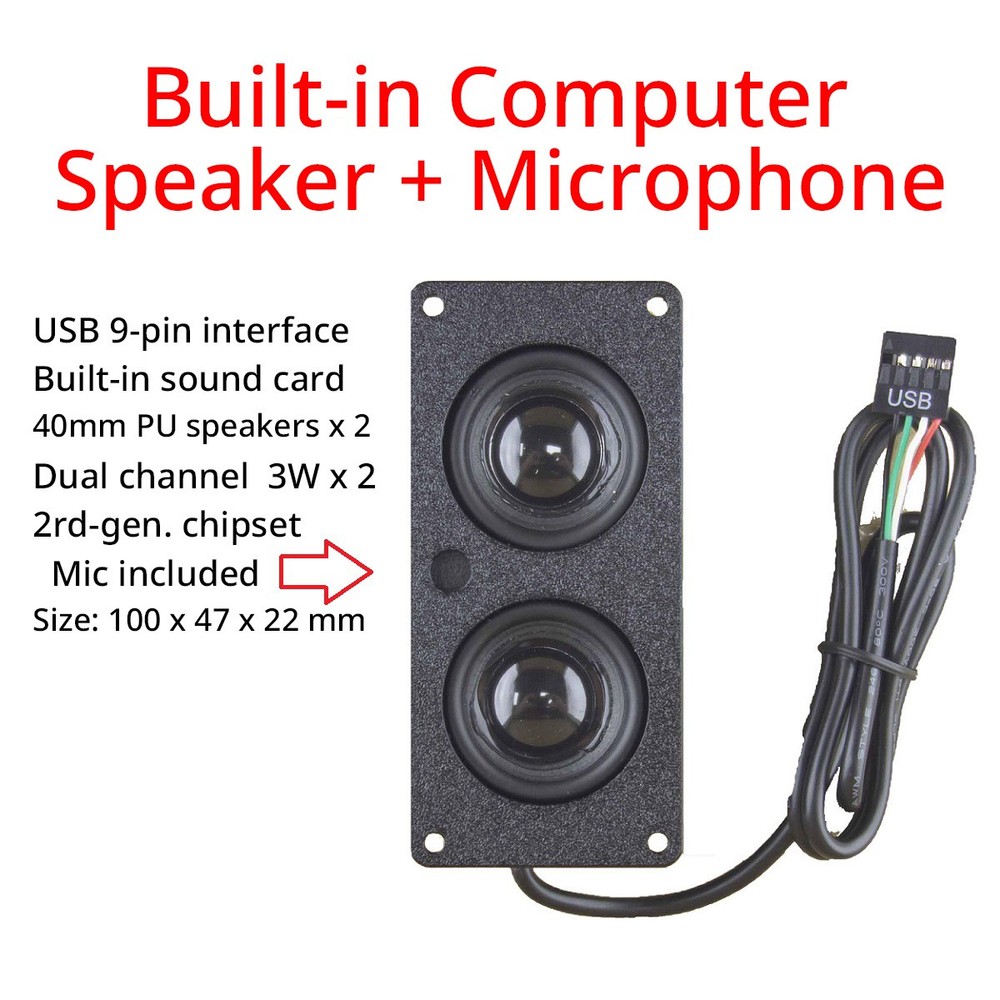 Built-in Desktop Case 9 Pin USB Computer Speaker With Microphone Internal Hidden