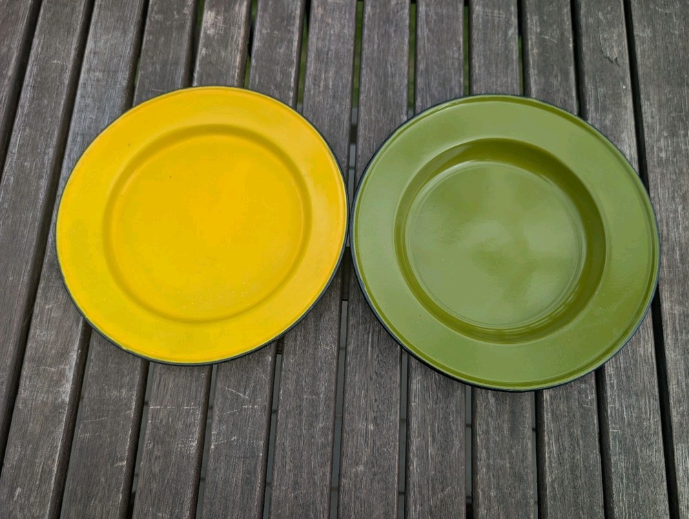 Vintage Enamel Plate And Bowl