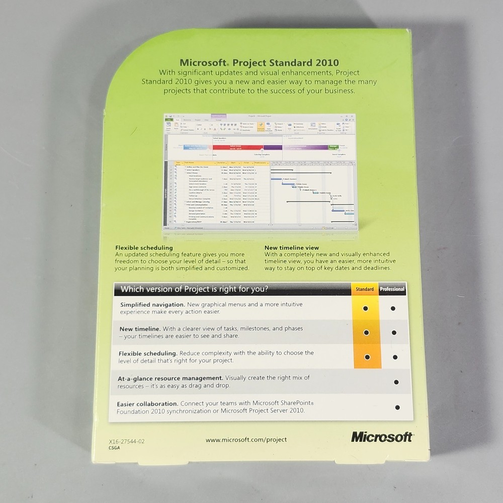 Microsoft Project Standard 2010 DVD Work Management Tool Windows Vista XP Sealed
