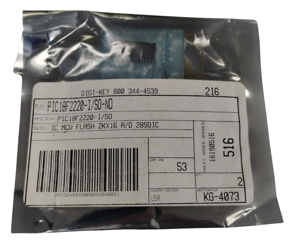 MicroChip IC MCU PIC Microcontroller 4KB Flash 28-SOIC PIC18F2220-I/SO