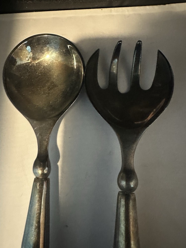 Vintage Silver Plated Salad Serving Fork & Spoon Set
