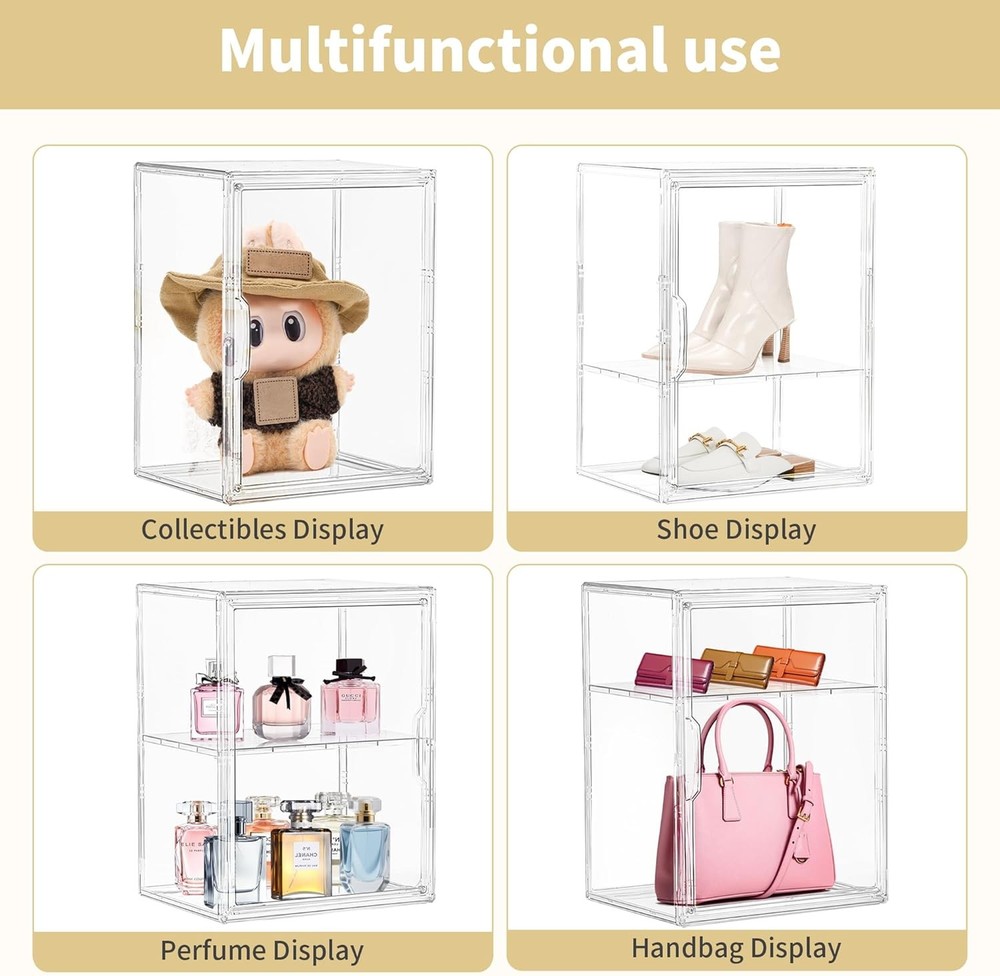 Acrylic Display Case for Collectibles, Adjustable 3-Layer Clear Storage Bin