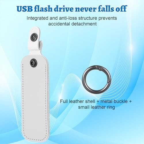1Pcs Leather USB Flash Drive Holder - Flash Thumb Drive USB Storage Case, gray