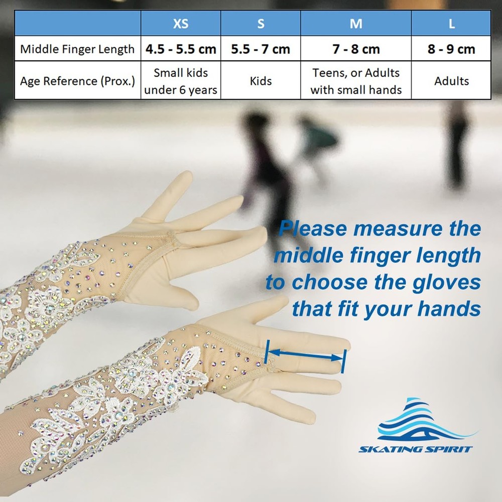 Figure Skating Competition Gloves, Dance Gloves (1 Pair) - for Performance Te...