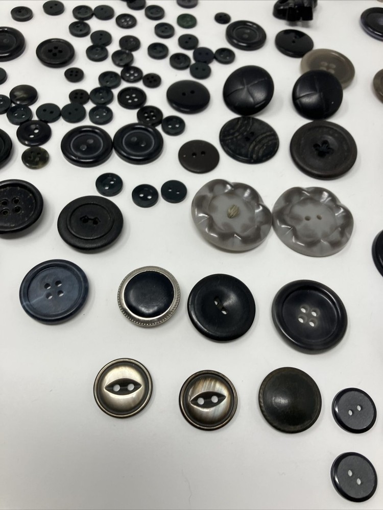 Vintage Button Lot Black Gray Mixed Lot