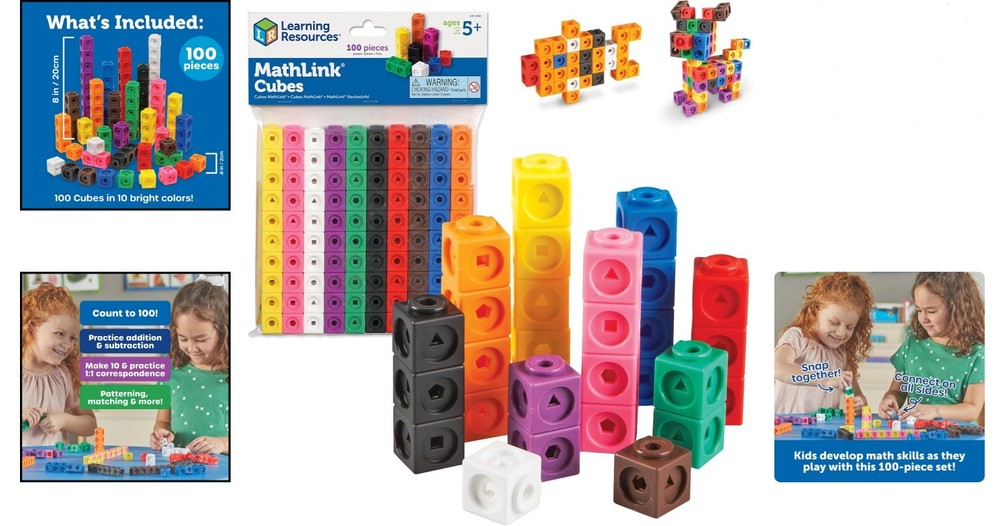 MathLink Cubes 100-Count Set for Creative Learning - Perfect for Homeschooling