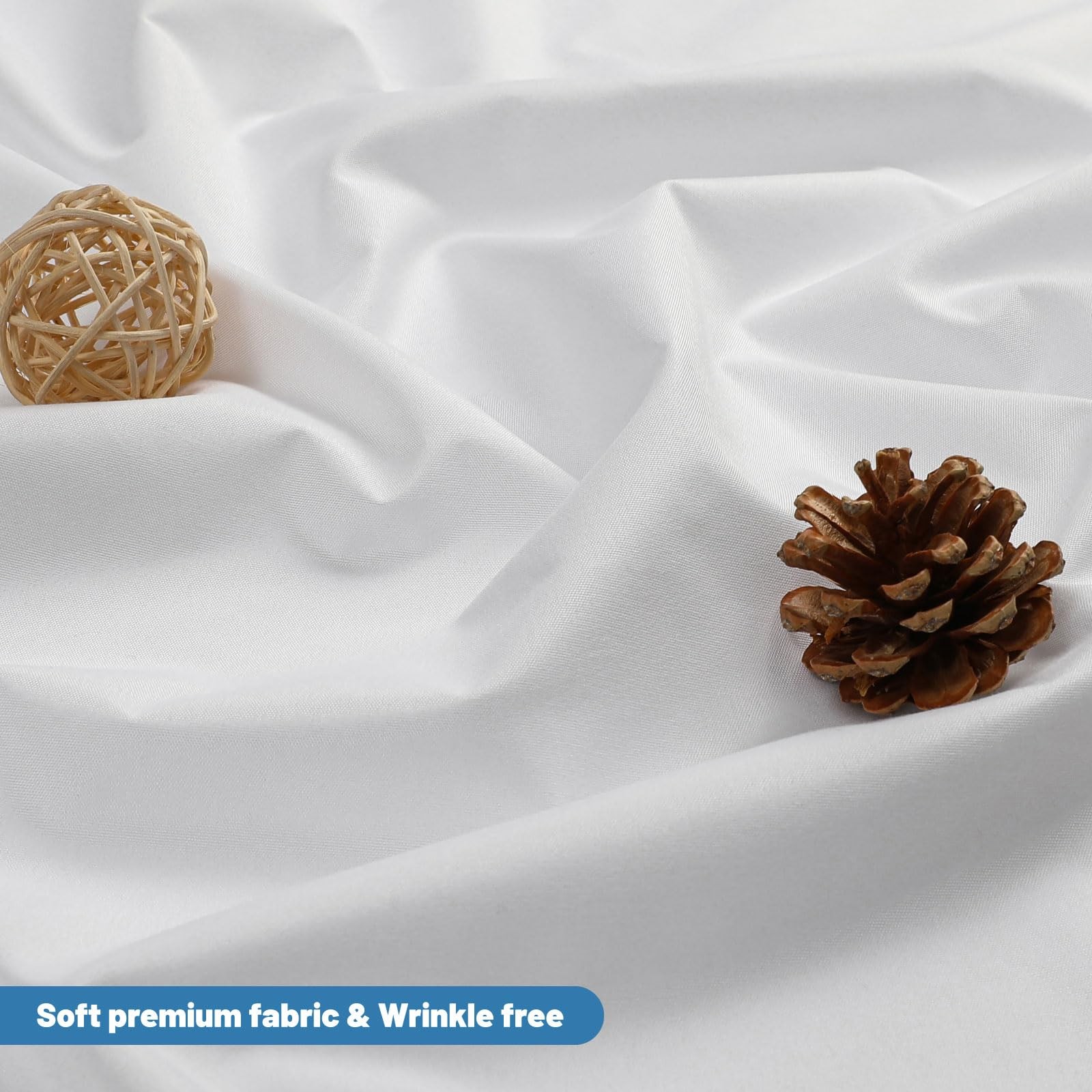 Fabric Shower Curtain Liner Solid White Hotel Quality Mildew Resistant Washable