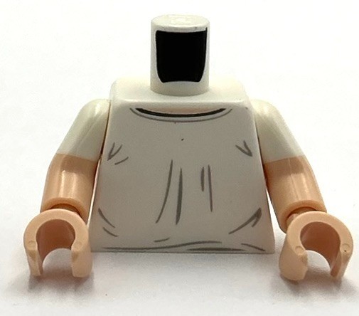 Lego New Minifigure White Torso Shirt w/ Dark Bluish Gray Collar Wrinkles Part