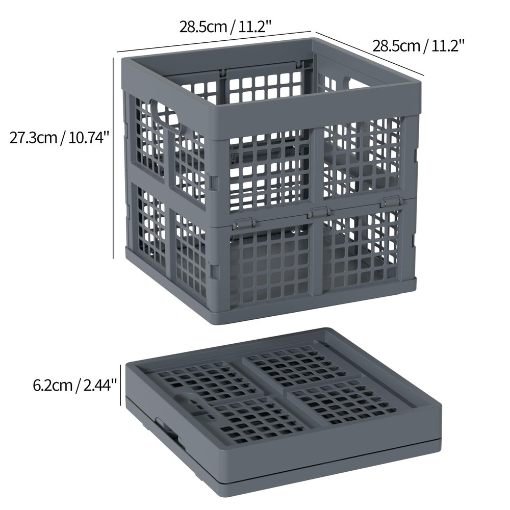 18 L Plastic Collapsible Crates Gray Stackable Plastic Milk Crate 3 Pack