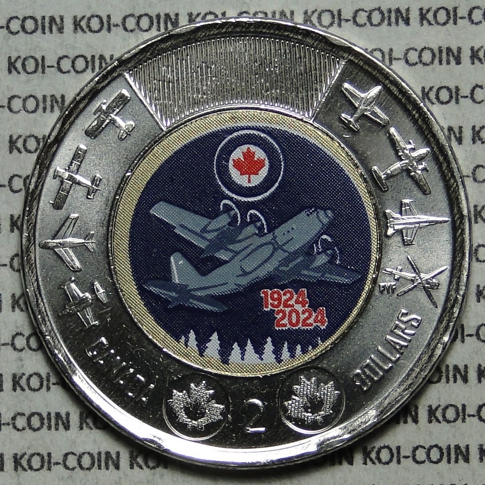 *Error*color print offset*BU Canada 2024 Air Force colored $2 coin