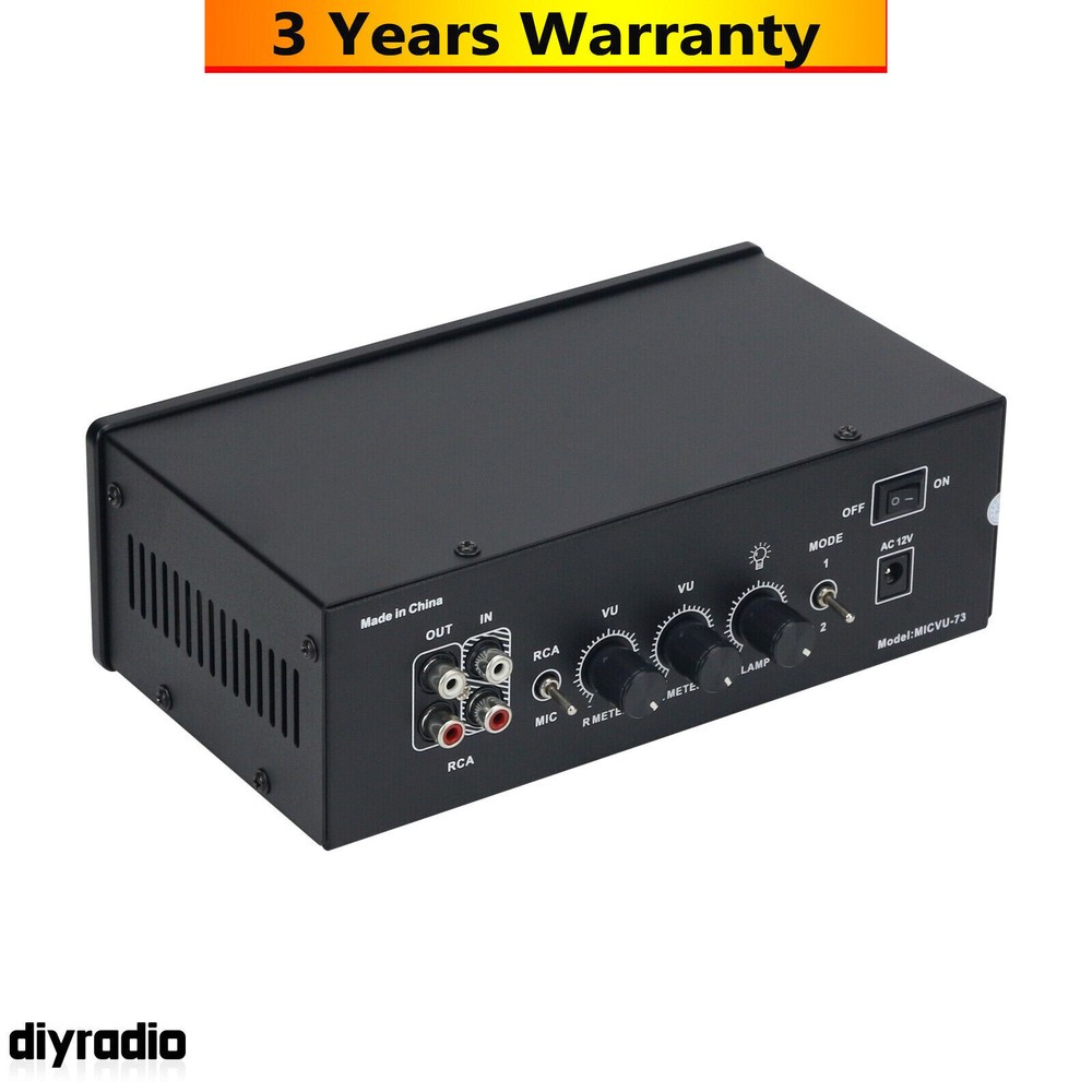 Black MIC-73 Voice Control Square Analog VU Meter Wire-free +LED Warm Backlight