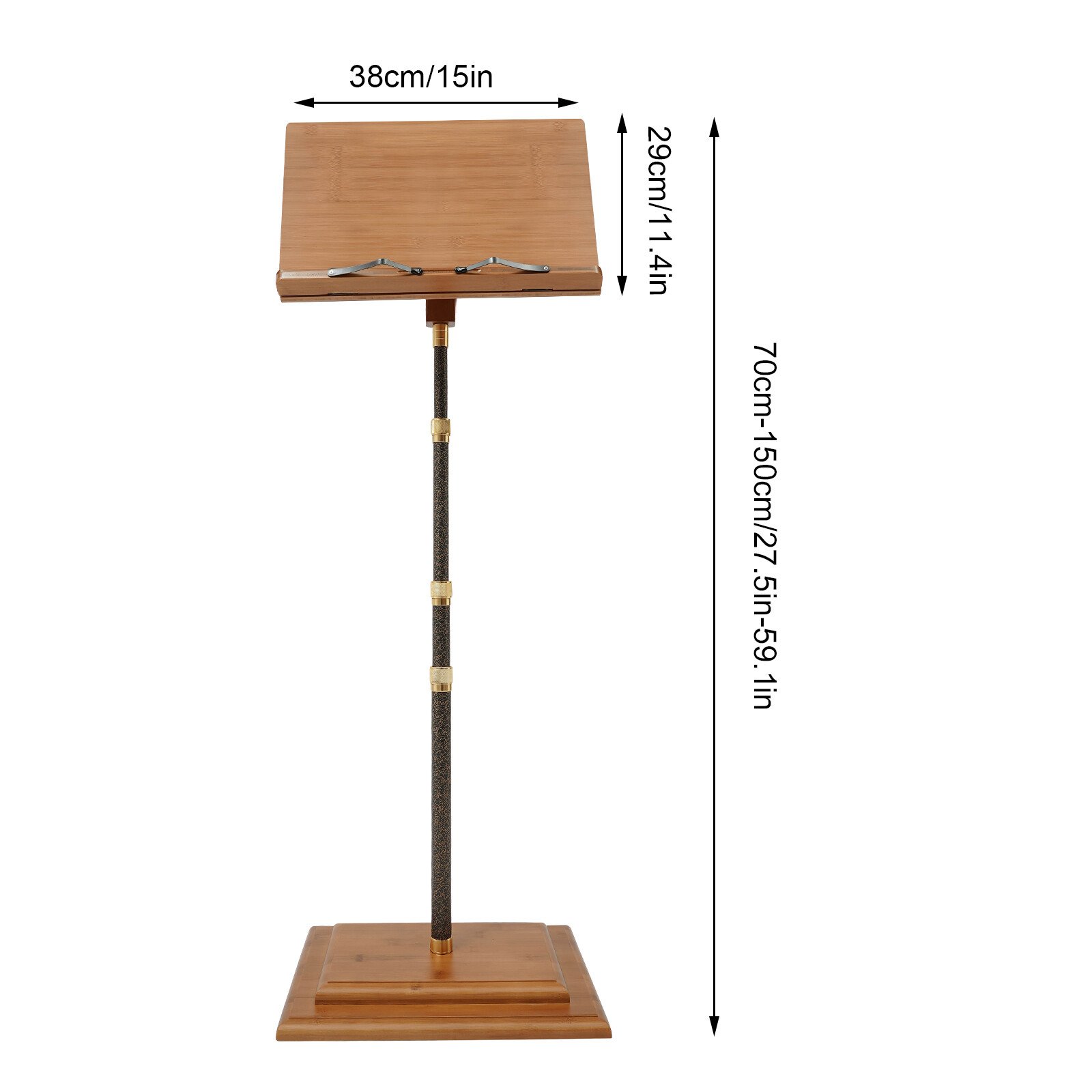 Musician's Bamboo Music Stand for Sheet Music Portable & Height-Adjustable Shelf