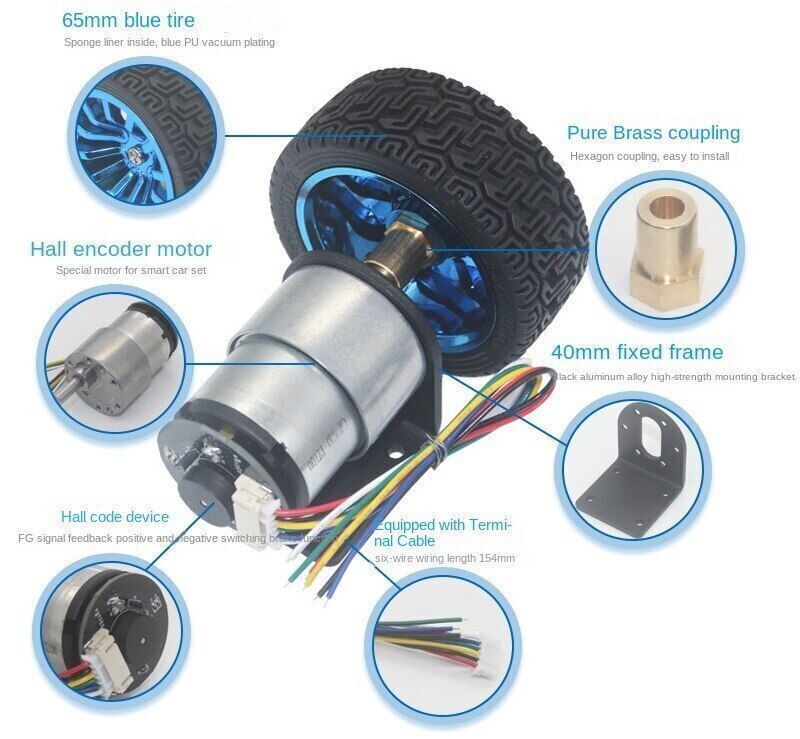 JGB37-520 DC12V/24V Encoder Motor Speed Measuring for Intelligent Trolley Robot