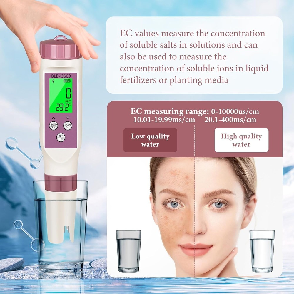 Multi-Function Water Tester with Bluetooth for pH, TDS, and Temperature Analysis
