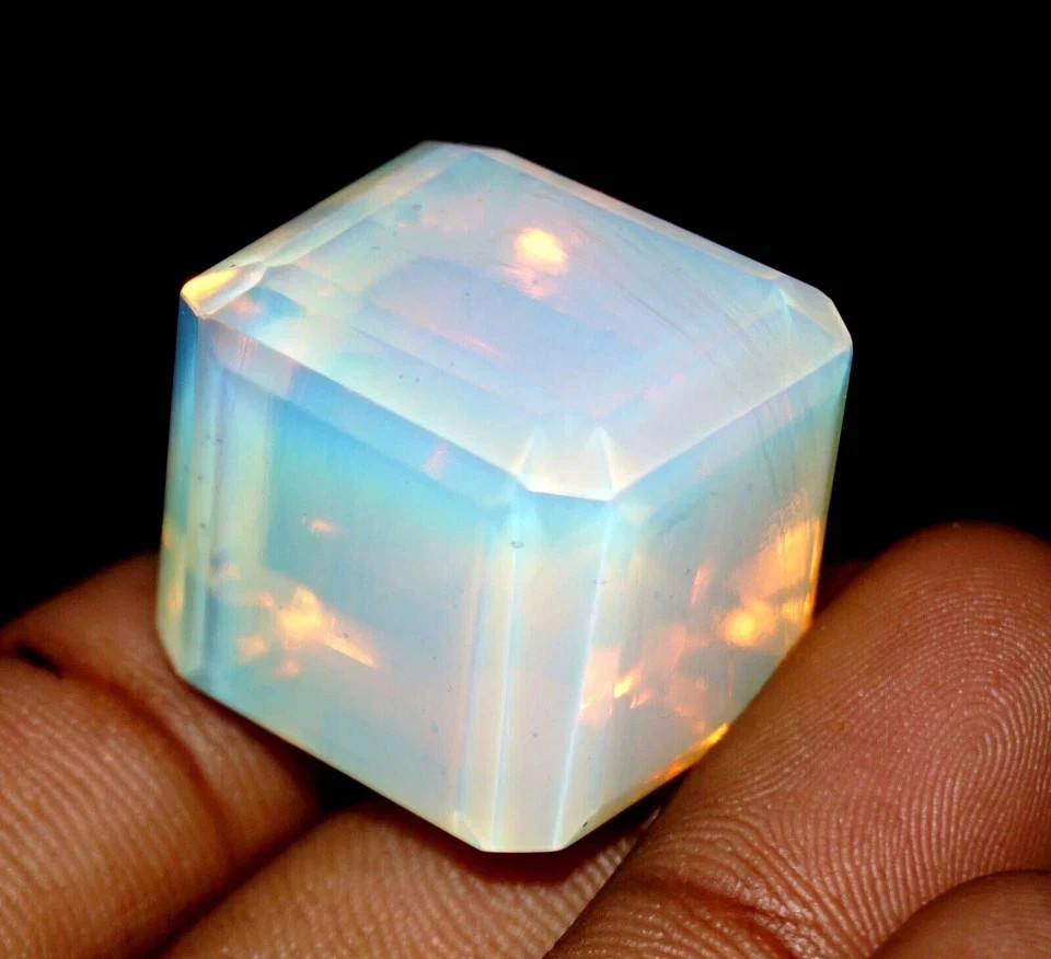 100+ Ct Certified Australian Ct Blue Opal Cube Cut Loose Gemstone