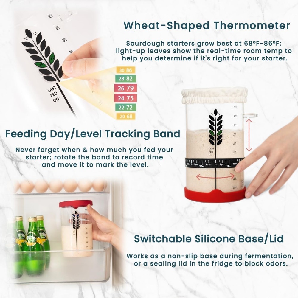 Complete Sourdough Baking Set - 38oz Kit with Step-by-Step Cookbook & Supports