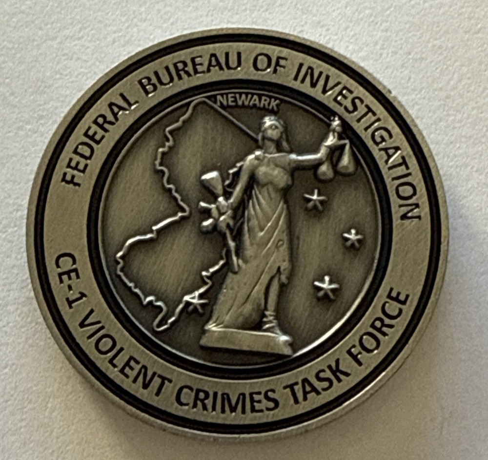 FBI Newark Division CE-1 Violent Crimes Task Force Challenge Coin