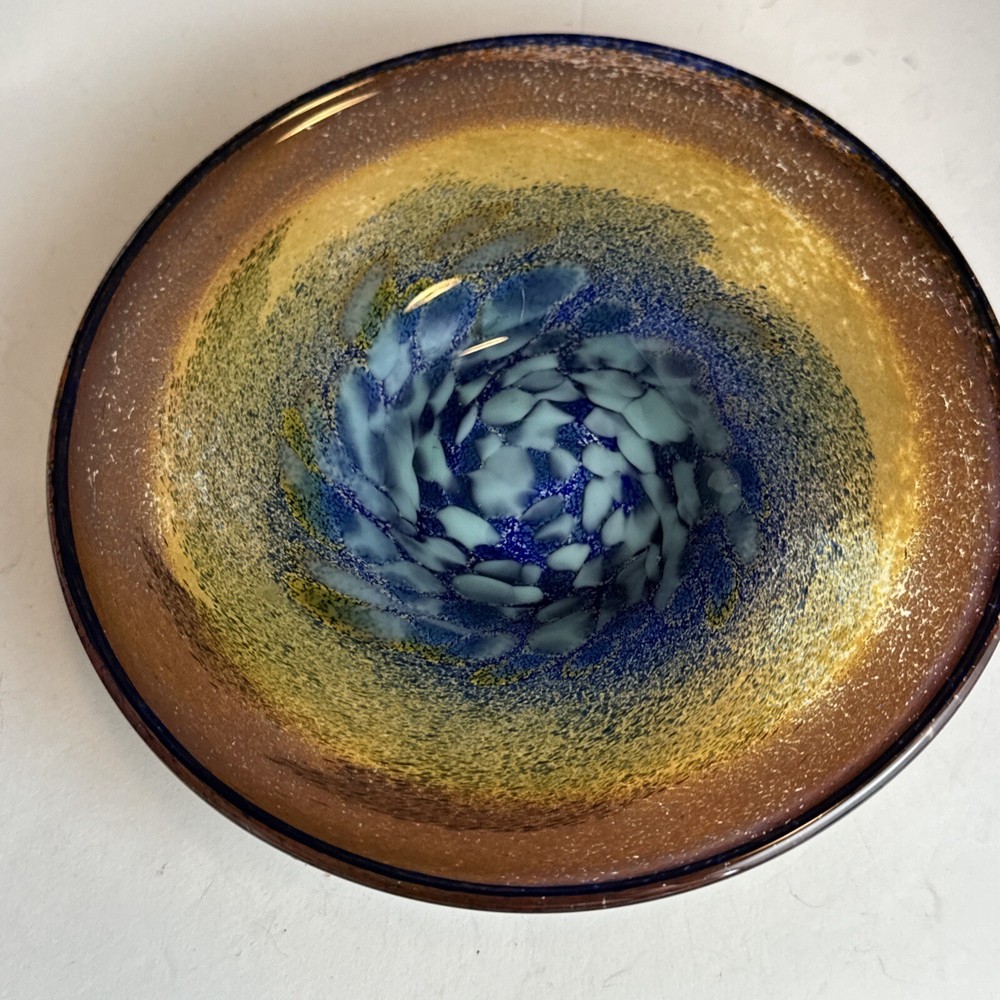 Small Hand Blown Glass Dish With Stand
