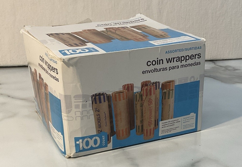 Assorted Coin Wrappers open box OVER 100 Tubes and flat rolls