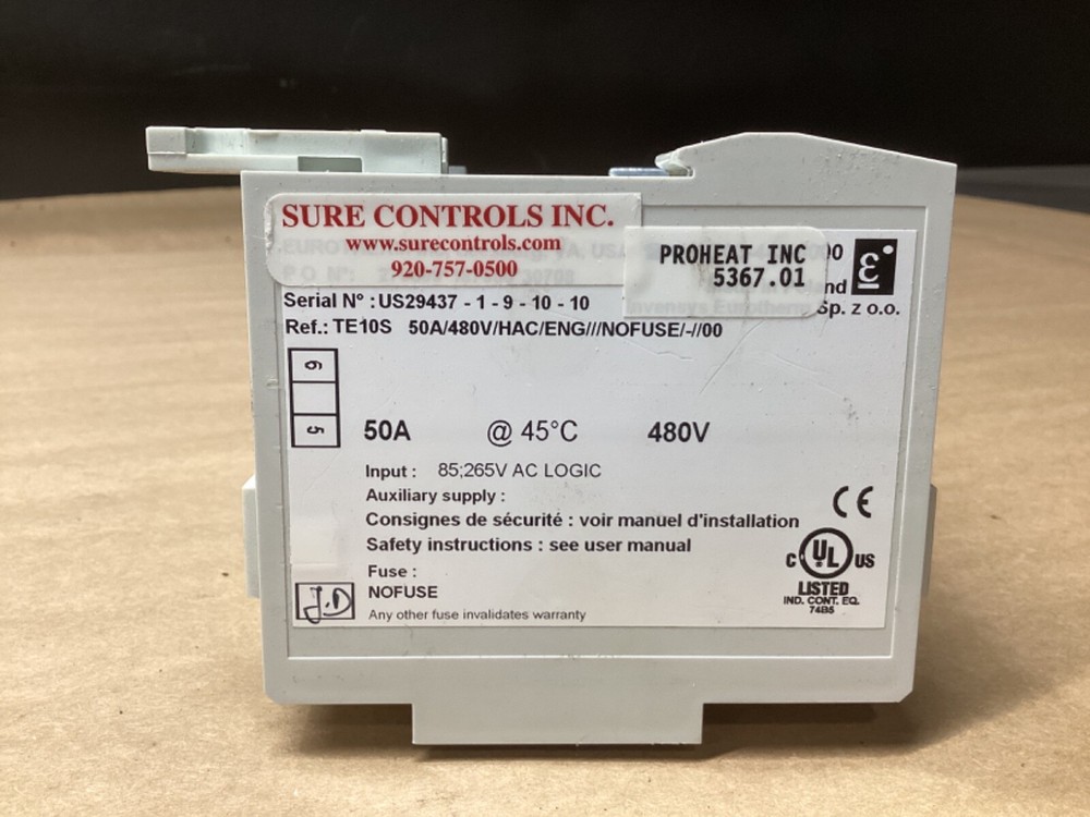 Eurotherm TE10S Single Phase Solid State Relay Input: 50A #106G82PR7