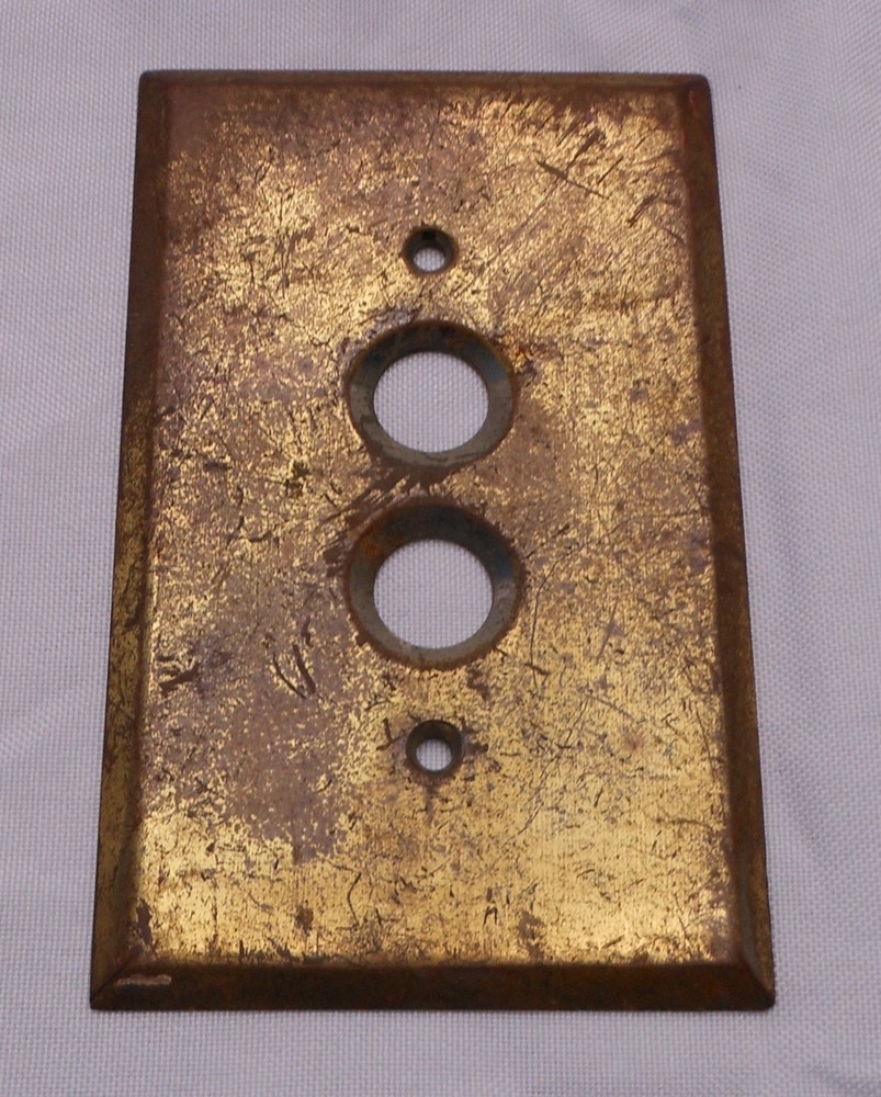 Push Button Single Light Switch Cover Plate Solid Heavy Brass Perkins 4.5 x 2.75