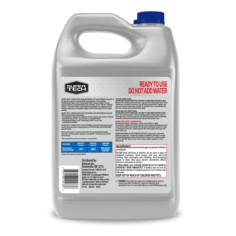 Super Tech OE Blue Antifreeze Prediluted 50/50..