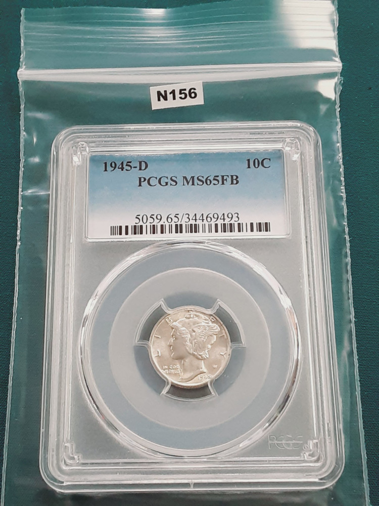 1945 D Mercury Silver Dime MS65 FB PCGS Nice Luster!! N156