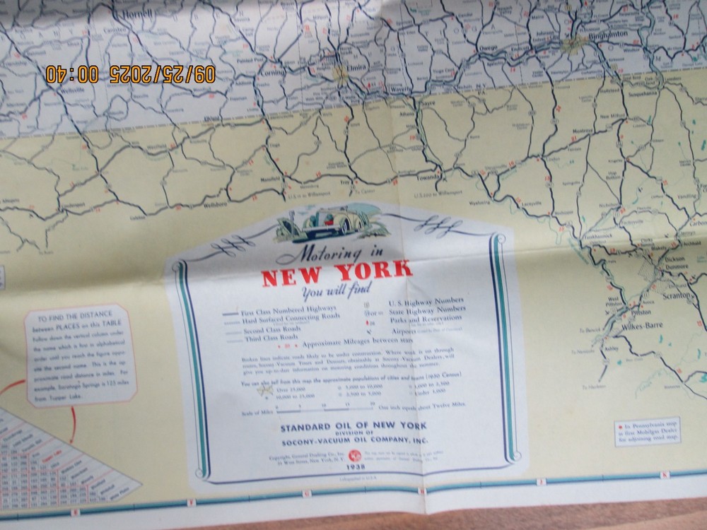 New York map Socony 1938