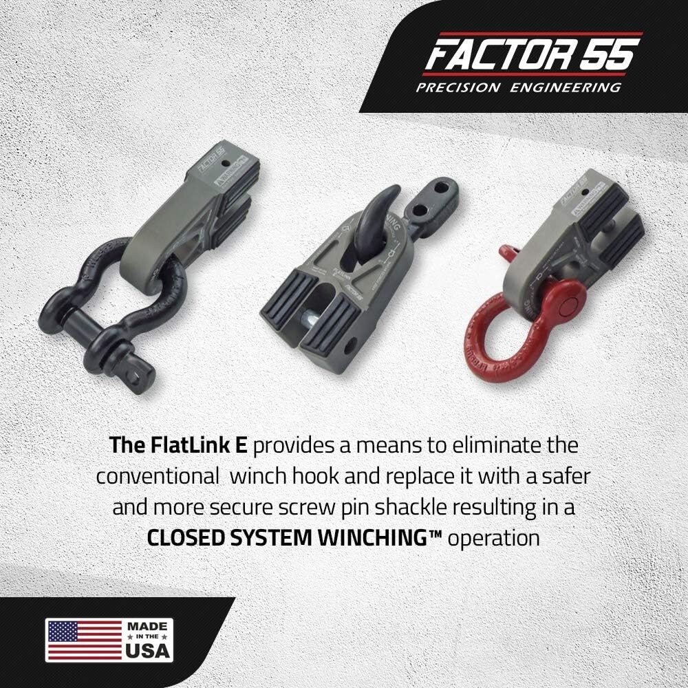 Factor 55 00080-06 Flatlink E (Expert) Replaces Conventional Winch Hook Gray